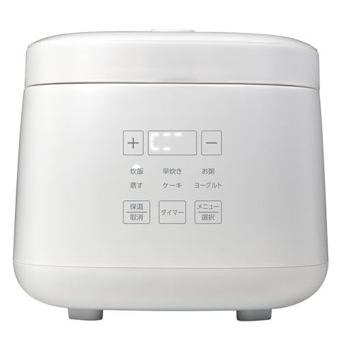 [大阪Deco] 1台7役 多機能炊飯器 マイコン式 炊飯ジャー 4合炊き [炊飯/早炊き/お粥/蒸す/ケーキ/ヨーグルト/保温] 24時間予約炊飯 自動保温 (蒸し皿/しゃもじ/計量カップ付き) 内窯 フッ素コーティング かんたん操作 タッチパネル コンパクト 簡単お手入れ スタイリッシュ 調理鍋 (ホワイト)